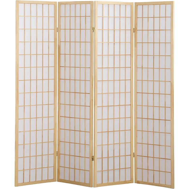 Shoji Screen Divider - オリエンタル障子4枚パネルスクリーン ルームディバイダー ナチュラル