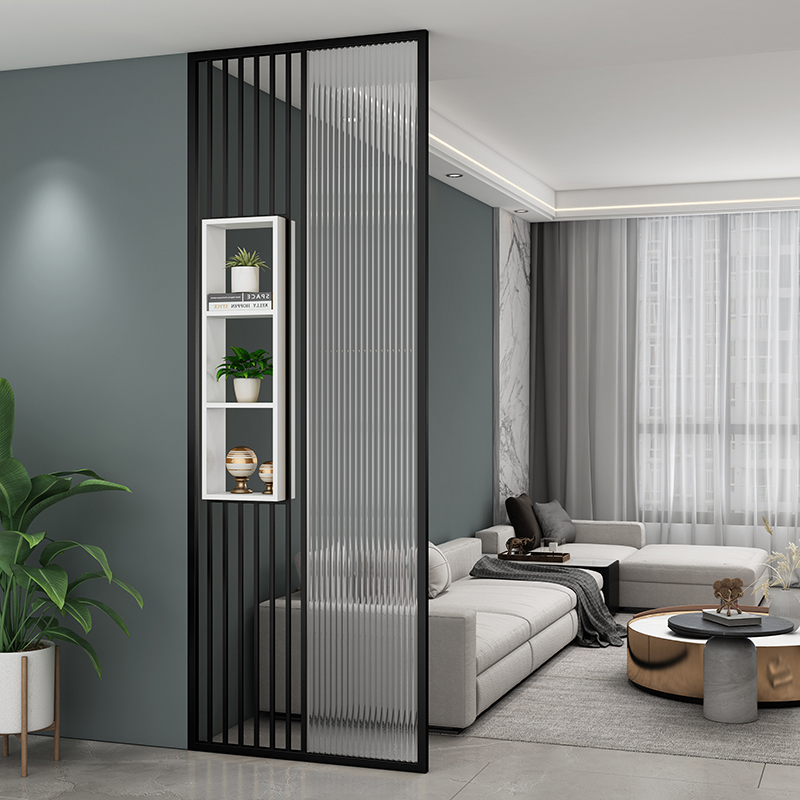 Shoji Screen Divider - シンプルモダンな波型強化ガラス仕切りスクリーン、玄関、浴室、リビングルーム用ディバイダー