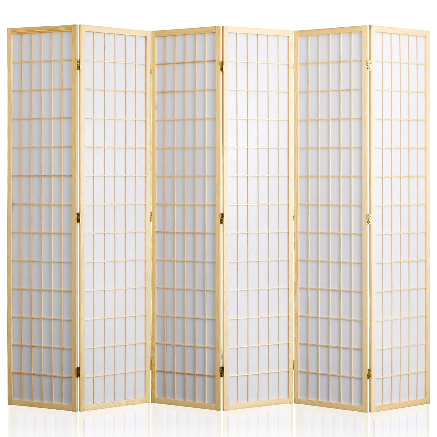 6枚パネル折りたたみ式間仕切り、プライバシースクリーン、木製 - Shoji Screen Divider のレビューと価格