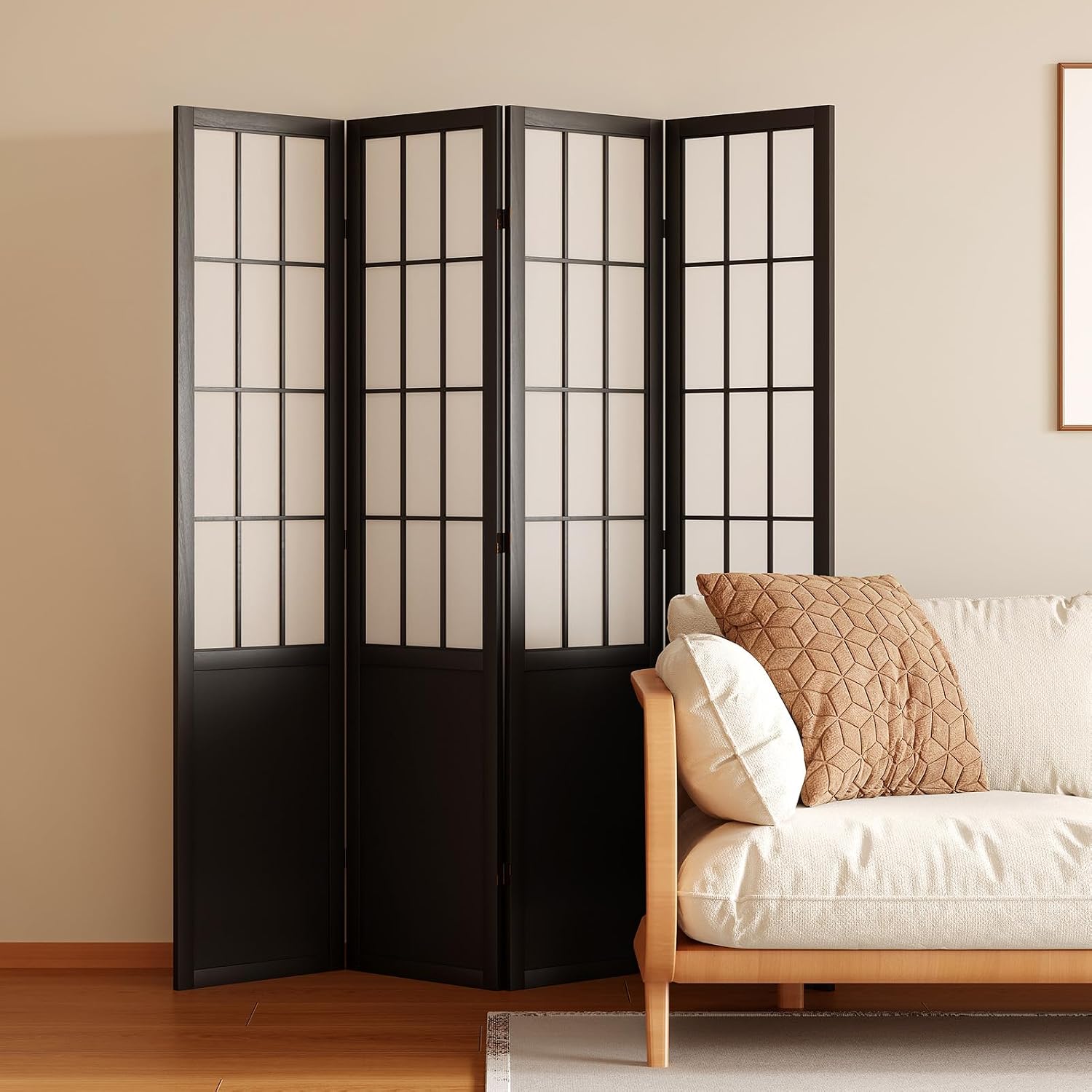 高さ66.9インチの和風障子スタイルの折りたたみ式木製スクリ - Shoji Screen Divider のレビューと価格