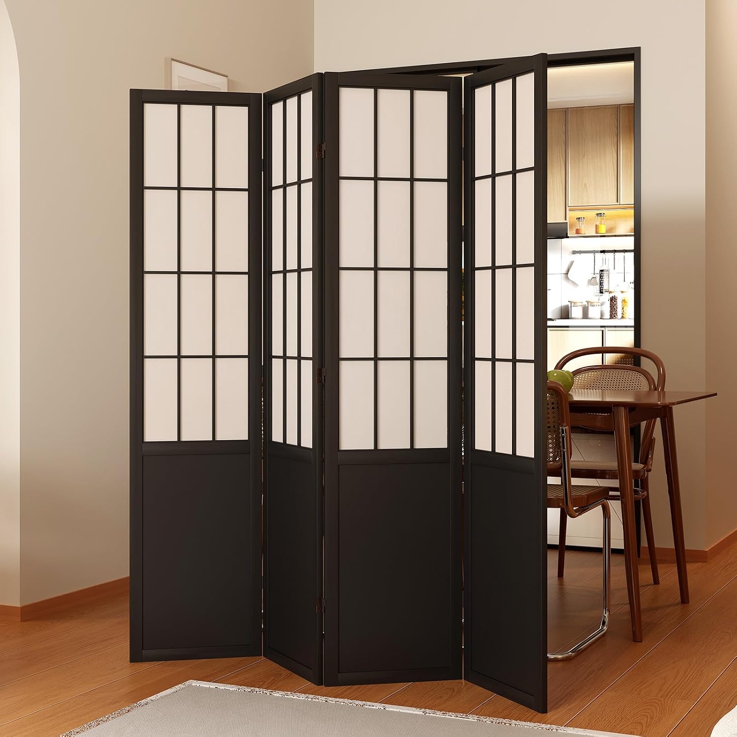 高さ66.9インチの和風障子スタイルの折りたたみ式木製スクリ - Shoji Screen Divider のレビューと価格